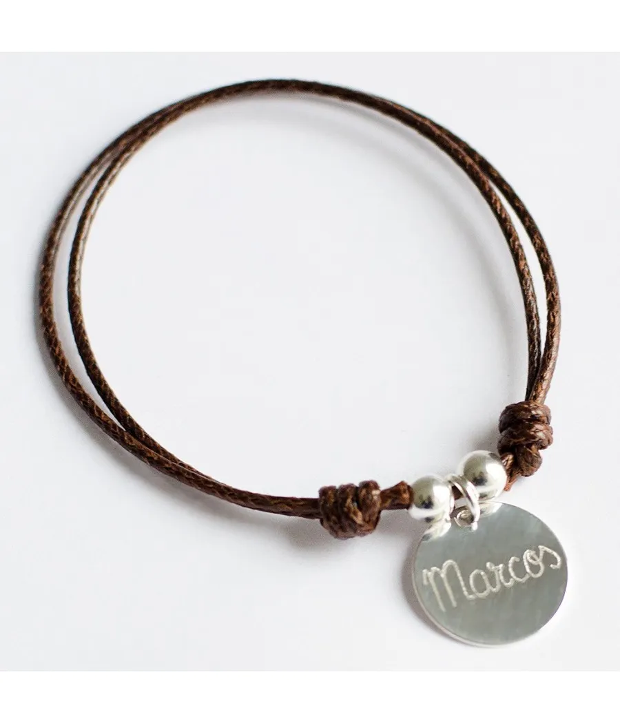 Pulsera con 1 medalla de plata grabada