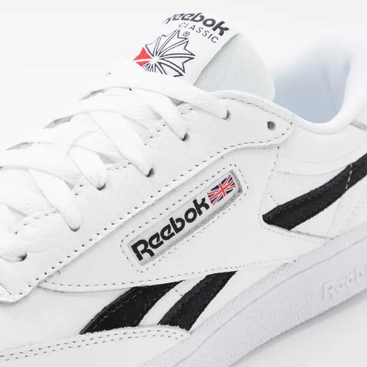 REEBOK CLUB C REVENGE WHITE / BLACK  WHITE BLUE LEATHER SNEAKERS SHOES