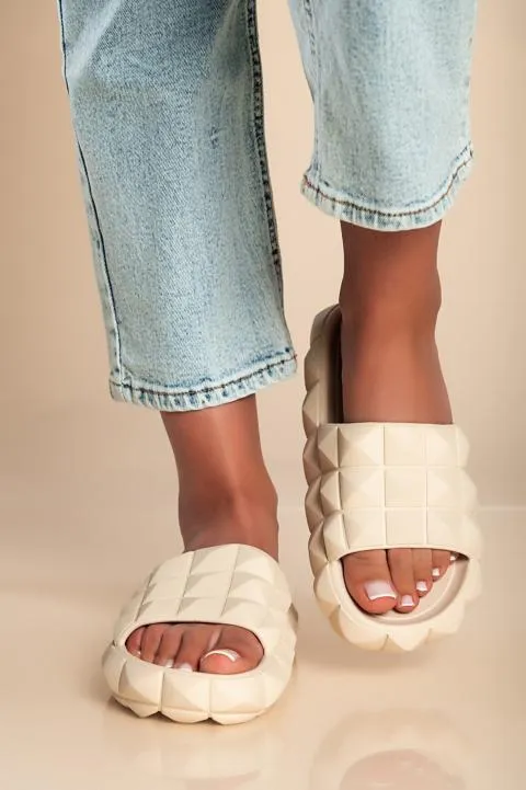 Sandalias con tira ancha, beige