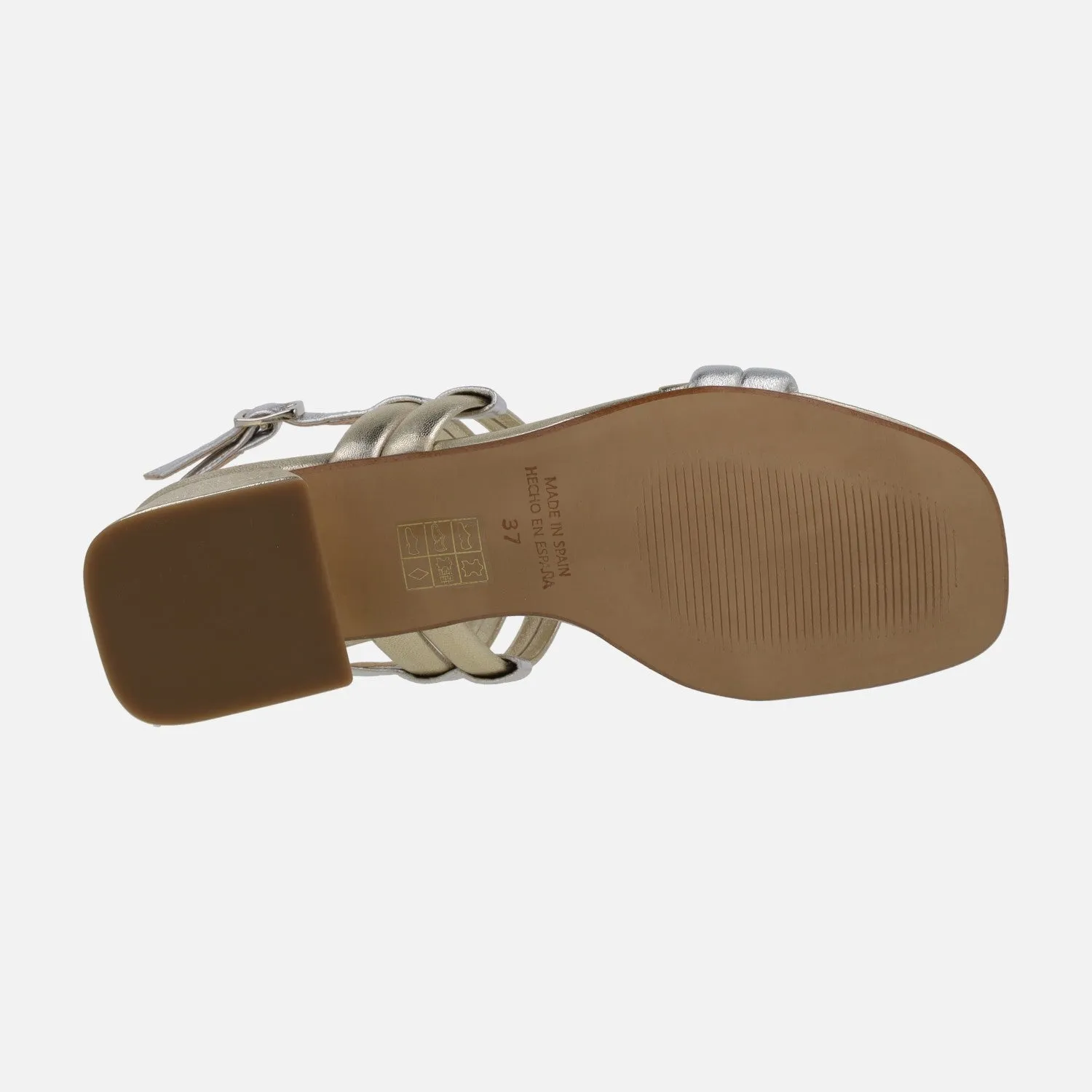 Sandalias de piel metalizadas en combinado oro y plata