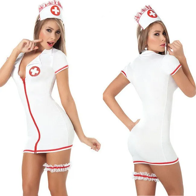 Sexy White Uniform Temptation Nurse Cosplay Dress Women Lingerie