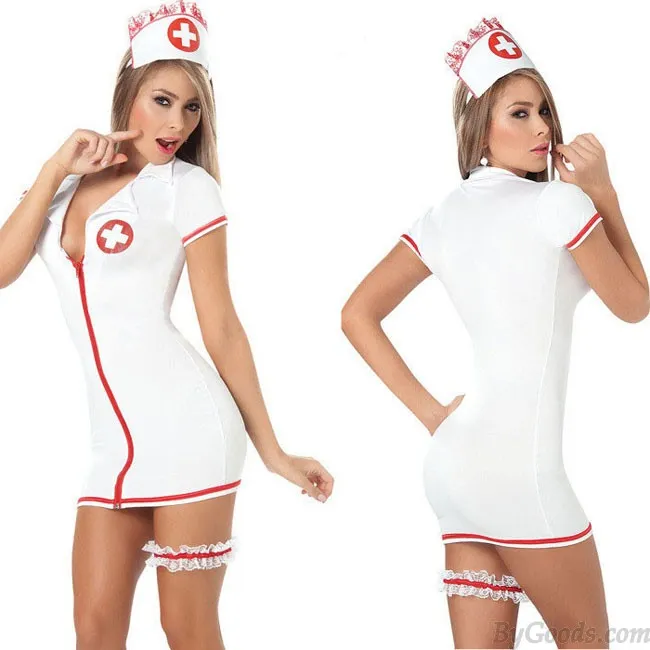 Sexy White Uniform Temptation Nurse Cosplay Dress Women Lingerie