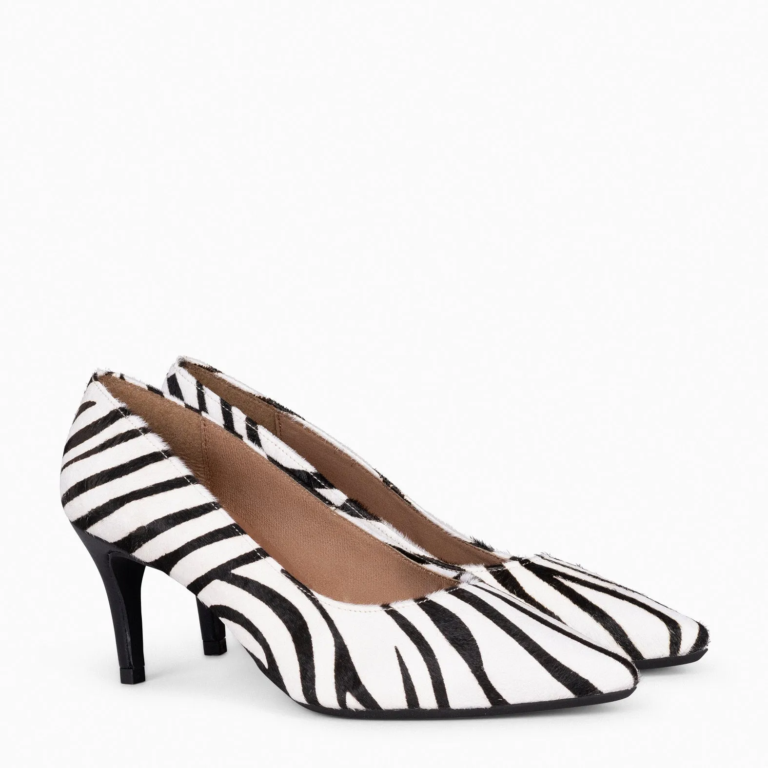 STILETTO WILD  ZAPATOS DE TACóN DE AGUJA CON ANIMAL PRINT CEBRA BLANCO