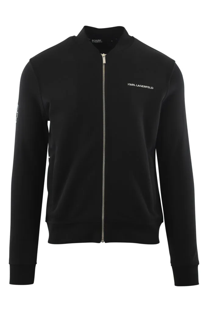 Sudadera negra con logo plateado y cremallera