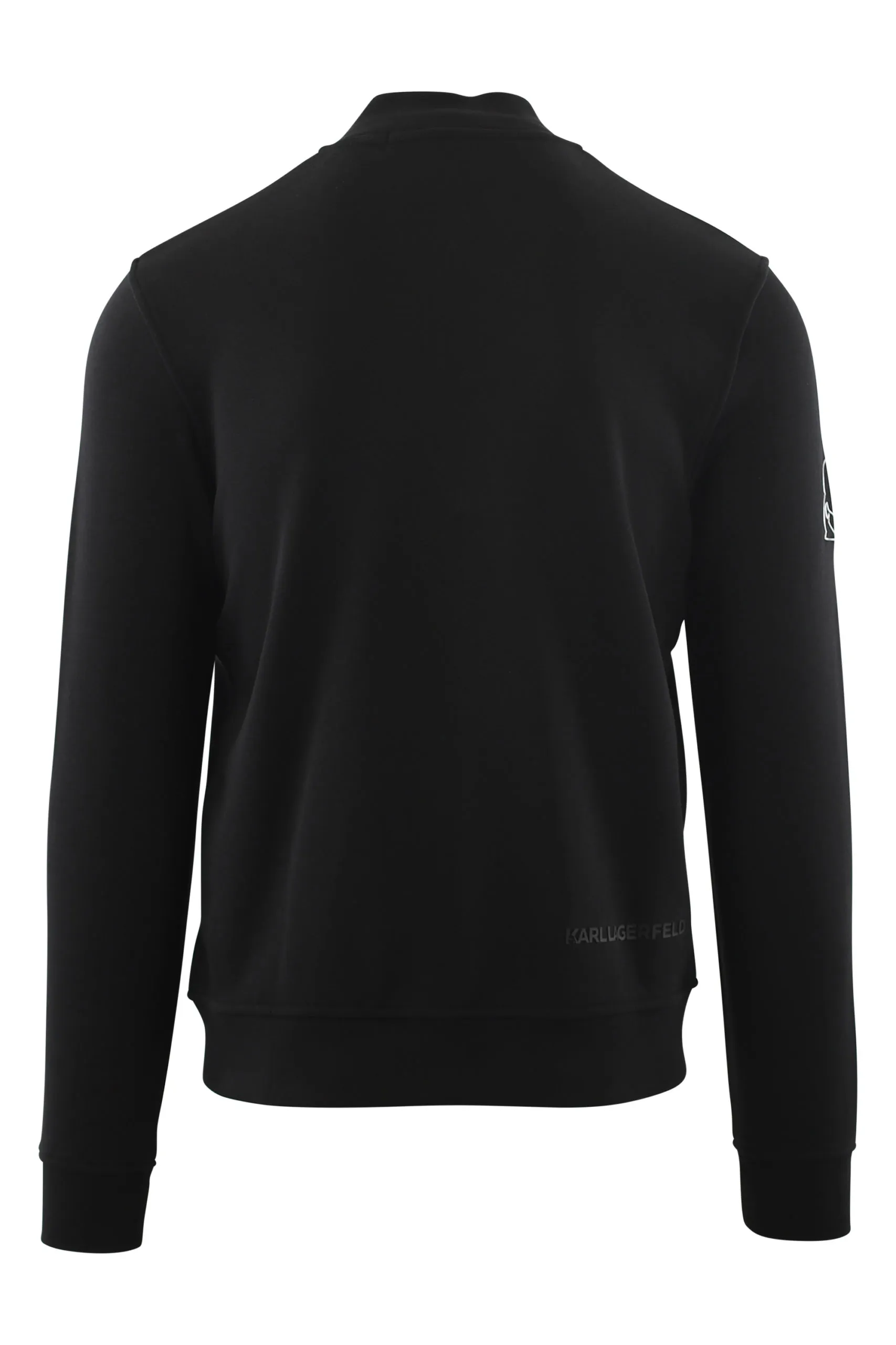 Sudadera negra con logo plateado y cremallera
