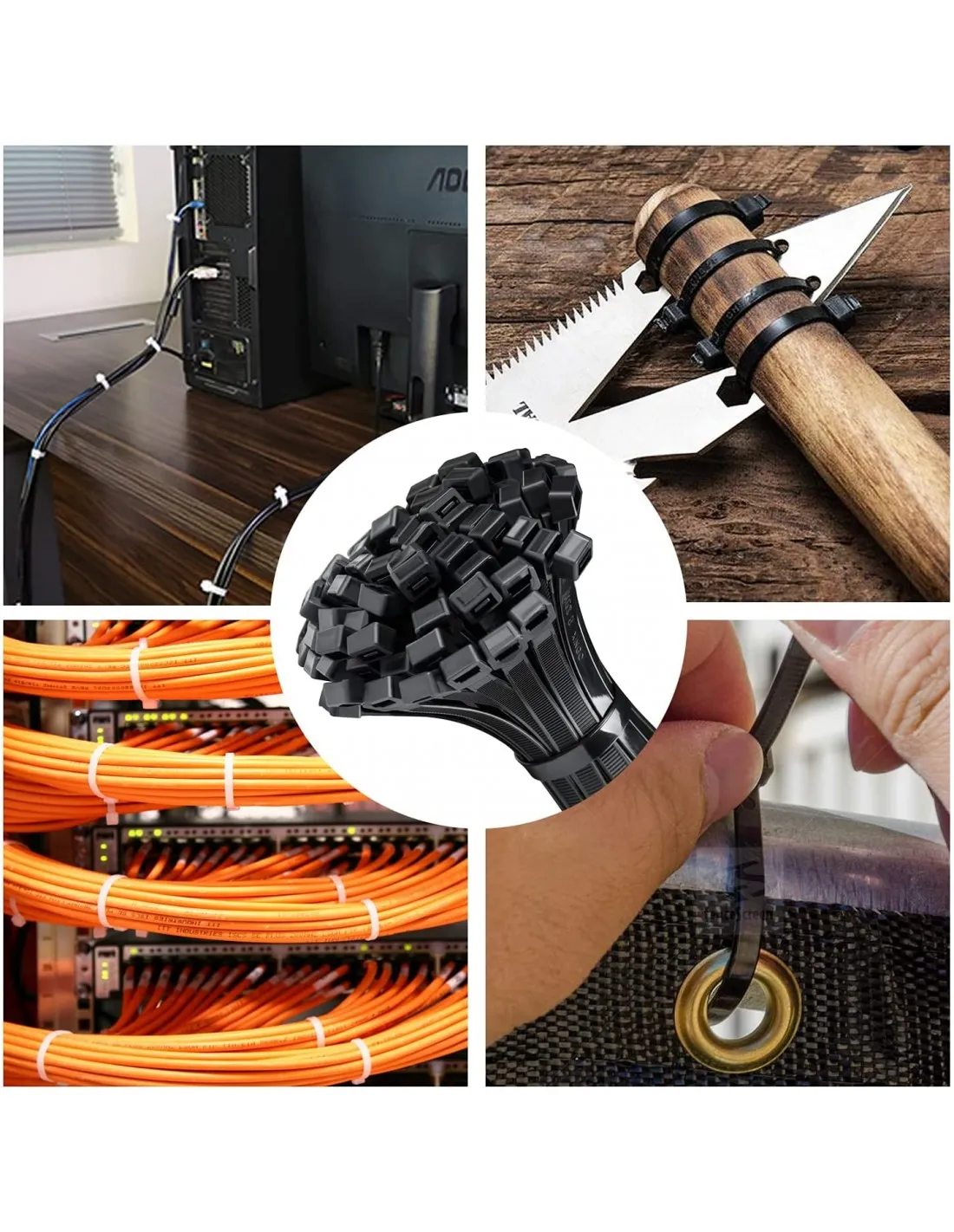 Surtido de bridas presillas de agarre para cables, tubos, manguitos, etc, packs por medidas a elegir