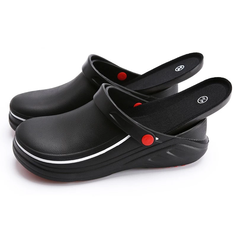TM0791 BLACK MICROBIER LEATHER COMPOSITE TOE CHEF SHOES NON SLIP KITCHEN  COPY  TKQ5HH