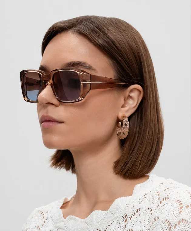 TOM FORD BROWN SUNGLASSES RYDER02 WITH A GRADIENT EFFECT