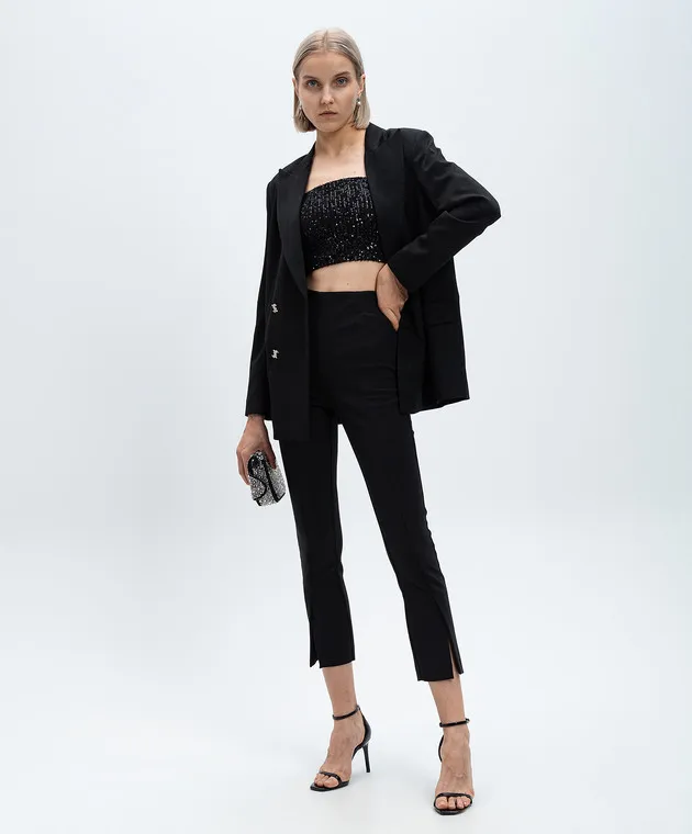 Twinset Black pants with metallic Oval T logo