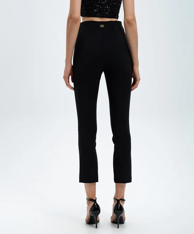 Twinset Black pants with metallic Oval T logo