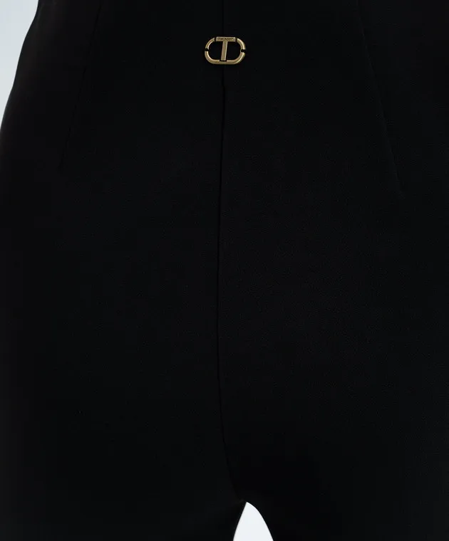 Twinset Black pants with metallic Oval T logo