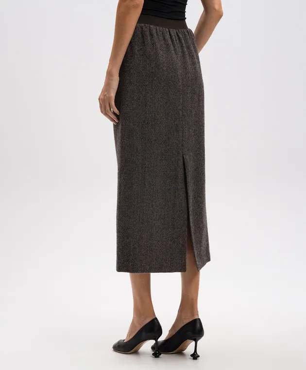 UMA WANG Brown Midi Glow Wool Skirt