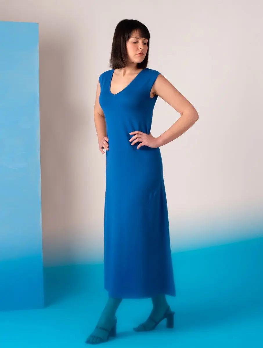 Vestido largo de punto de colores lisos