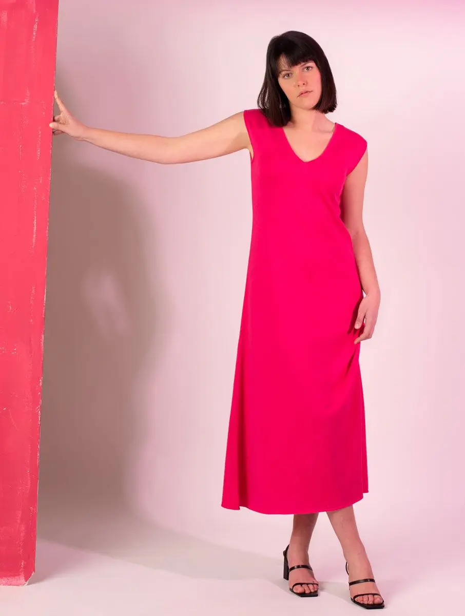 Vestido largo de punto de colores lisos
