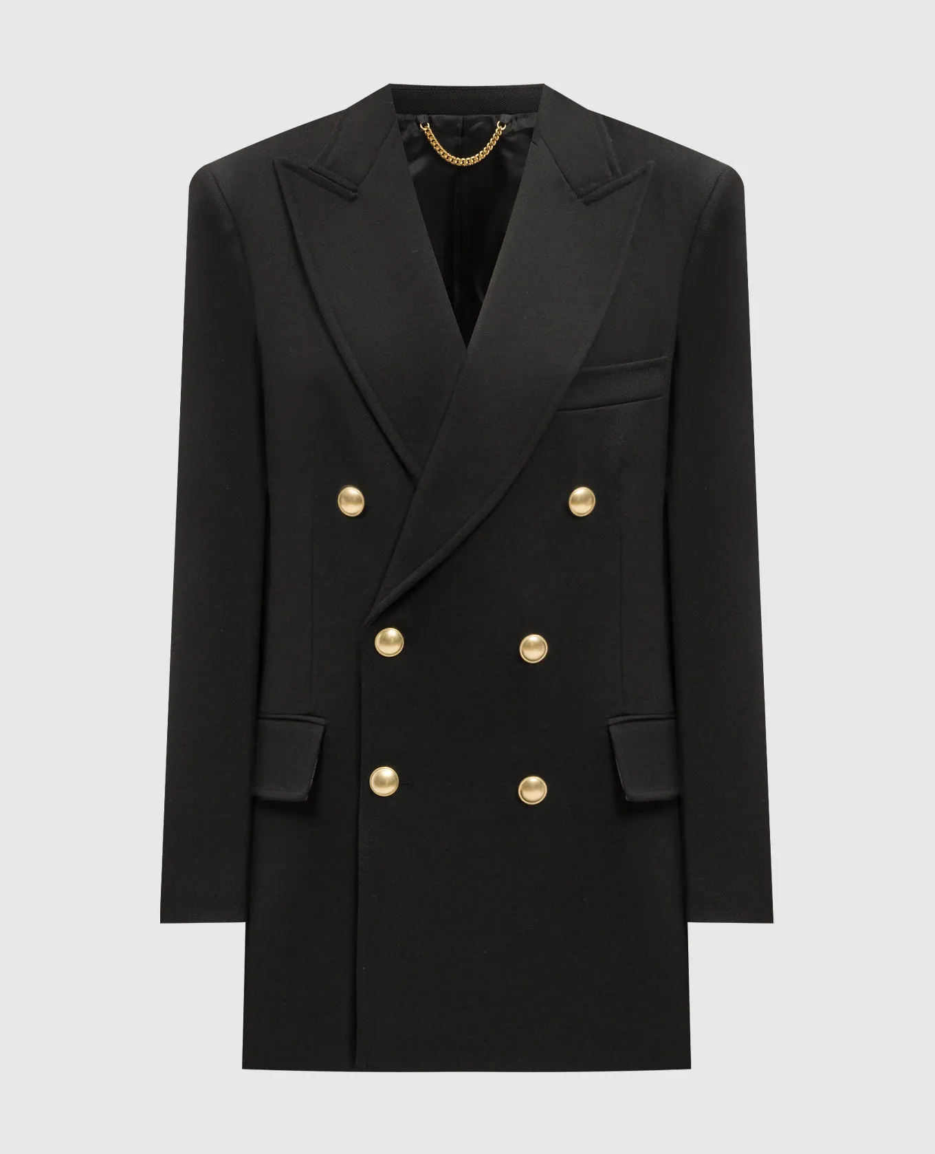 VICTORIA BECKHAM BLACK DOUBLEBREASTED JACKET WITH WOOL