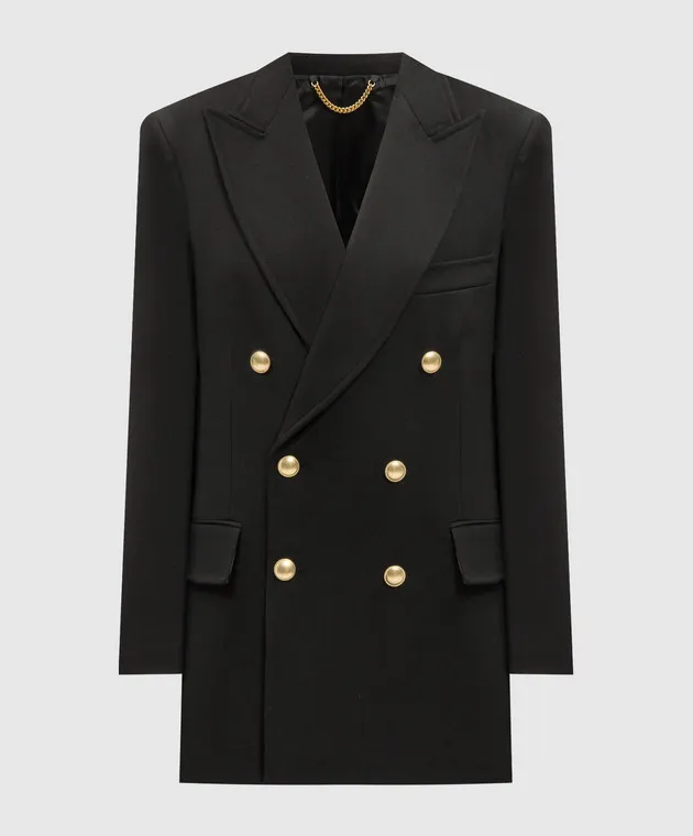 VICTORIA BECKHAM BLACK DOUBLEBREASTED JACKET WITH WOOL