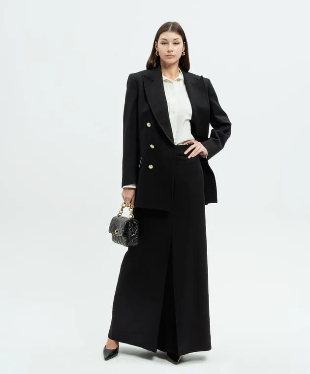 VICTORIA BECKHAM BLACK DOUBLEBREASTED JACKET WITH WOOL