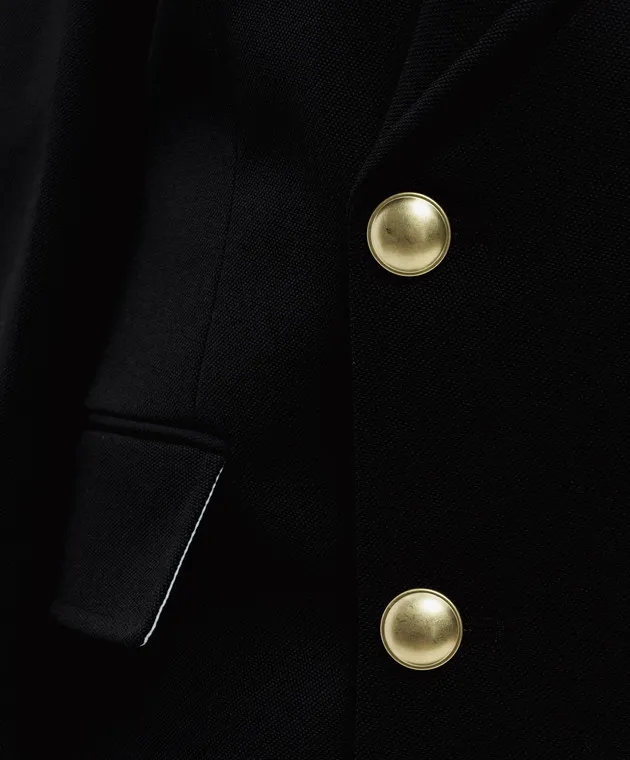 VICTORIA BECKHAM BLACK DOUBLEBREASTED JACKET WITH WOOL