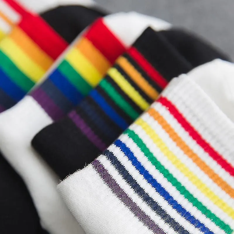 WOMEN'S 6 PAIRS RAINBOW STRIPED SOCKS  Q37