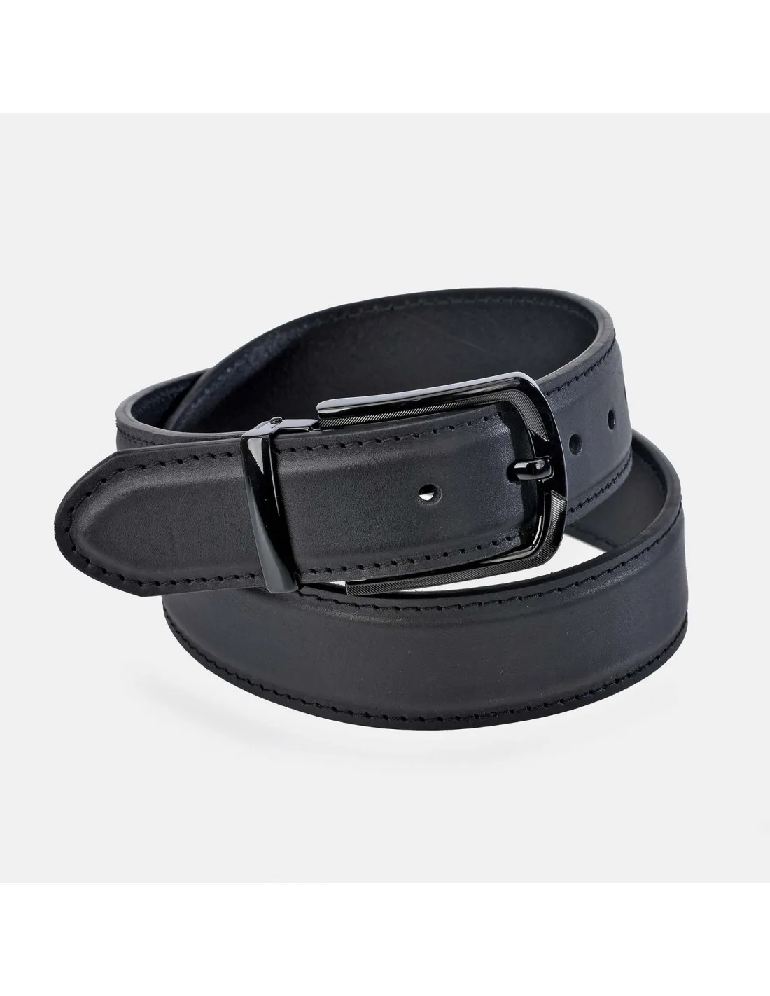 YANKO Cinturón ancho de piel color negro para hombre