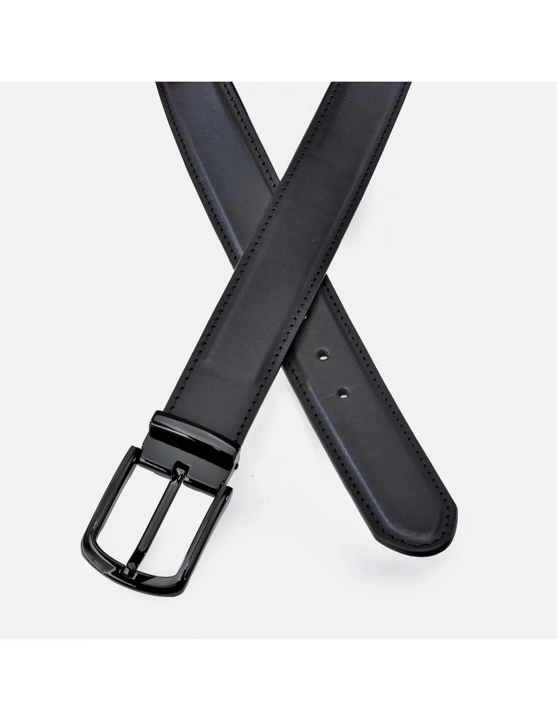 YANKO Cinturón ancho de piel color negro para hombre