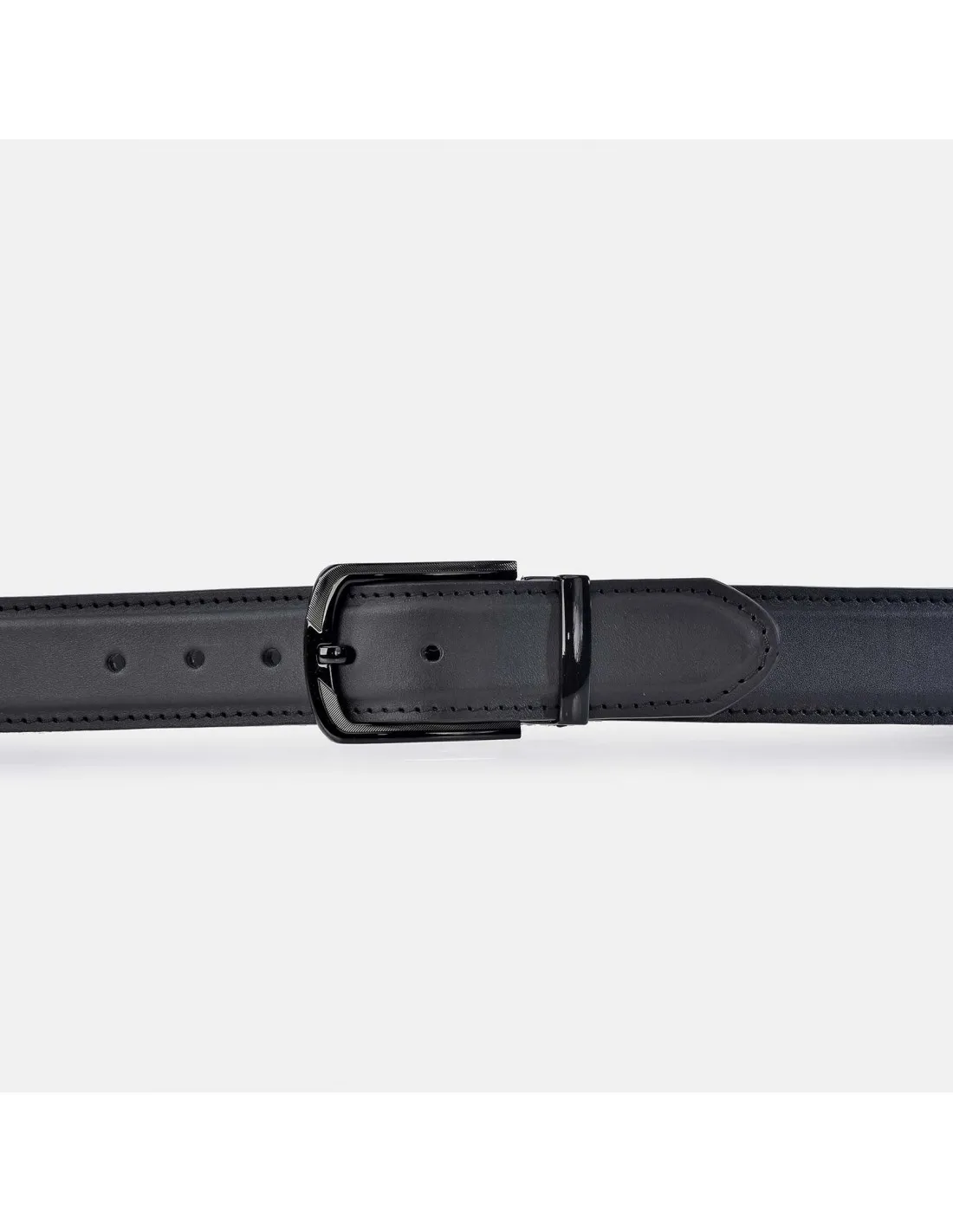 YANKO Cinturón ancho de piel color negro para hombre
