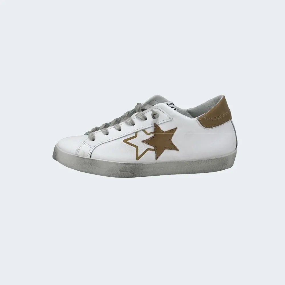 ZAPATILLAS 2STAR SNEAKER LOW WHITE LEATHER BROWN
