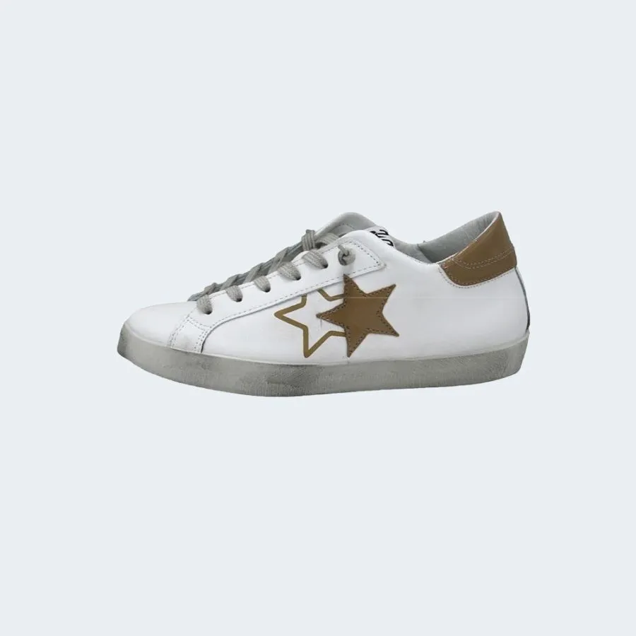 ZAPATILLAS 2STAR SNEAKER LOW WHITE LEATHER BROWN