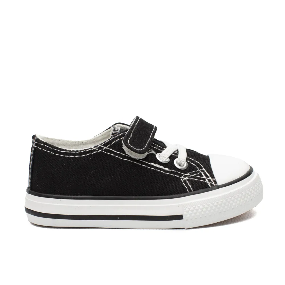 Zapatillas Lona Niño Negras Con Velcro