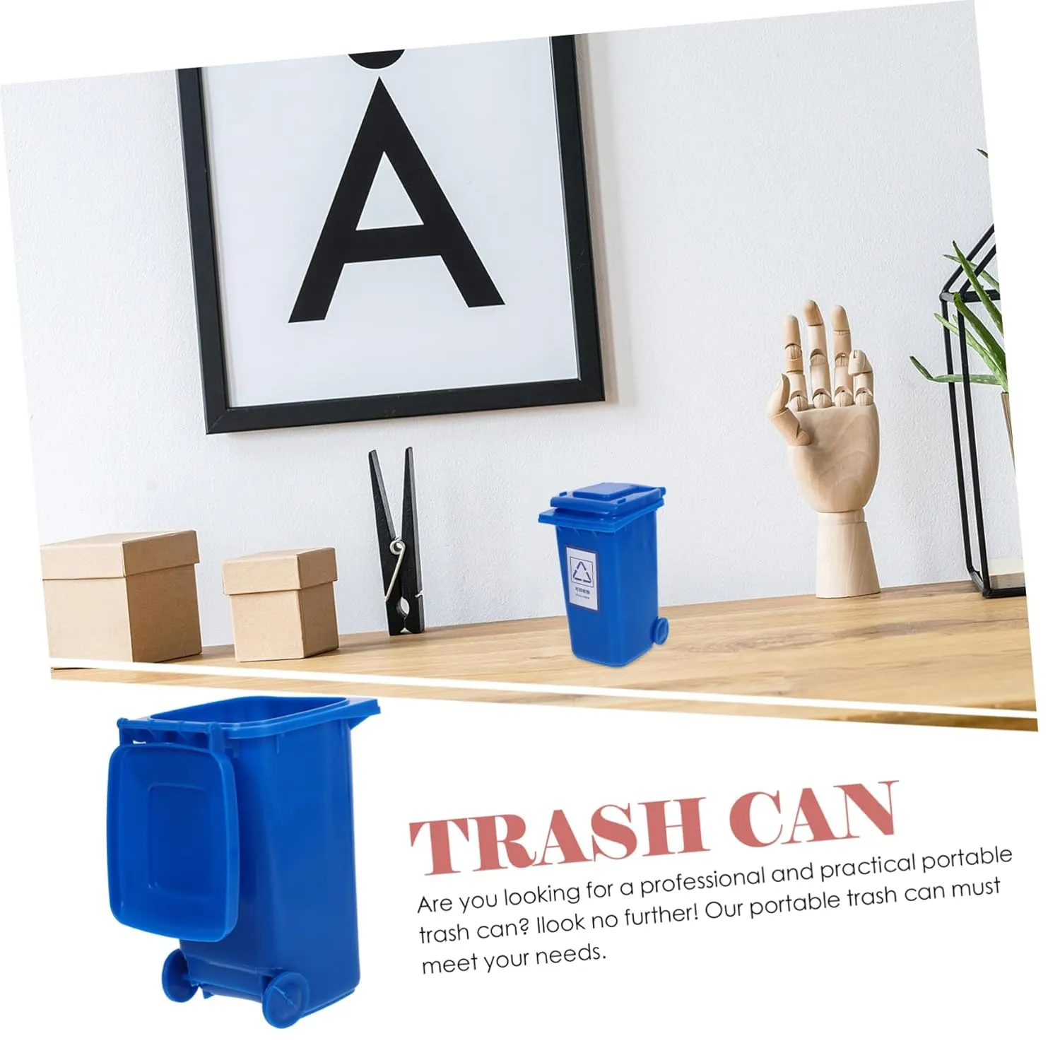 Zerodeko Mini Bote de Basura con Tapa Abatible para Escritorio Oficina Cocina Pp a Prueba de Fugas Almacenamiento Compacto