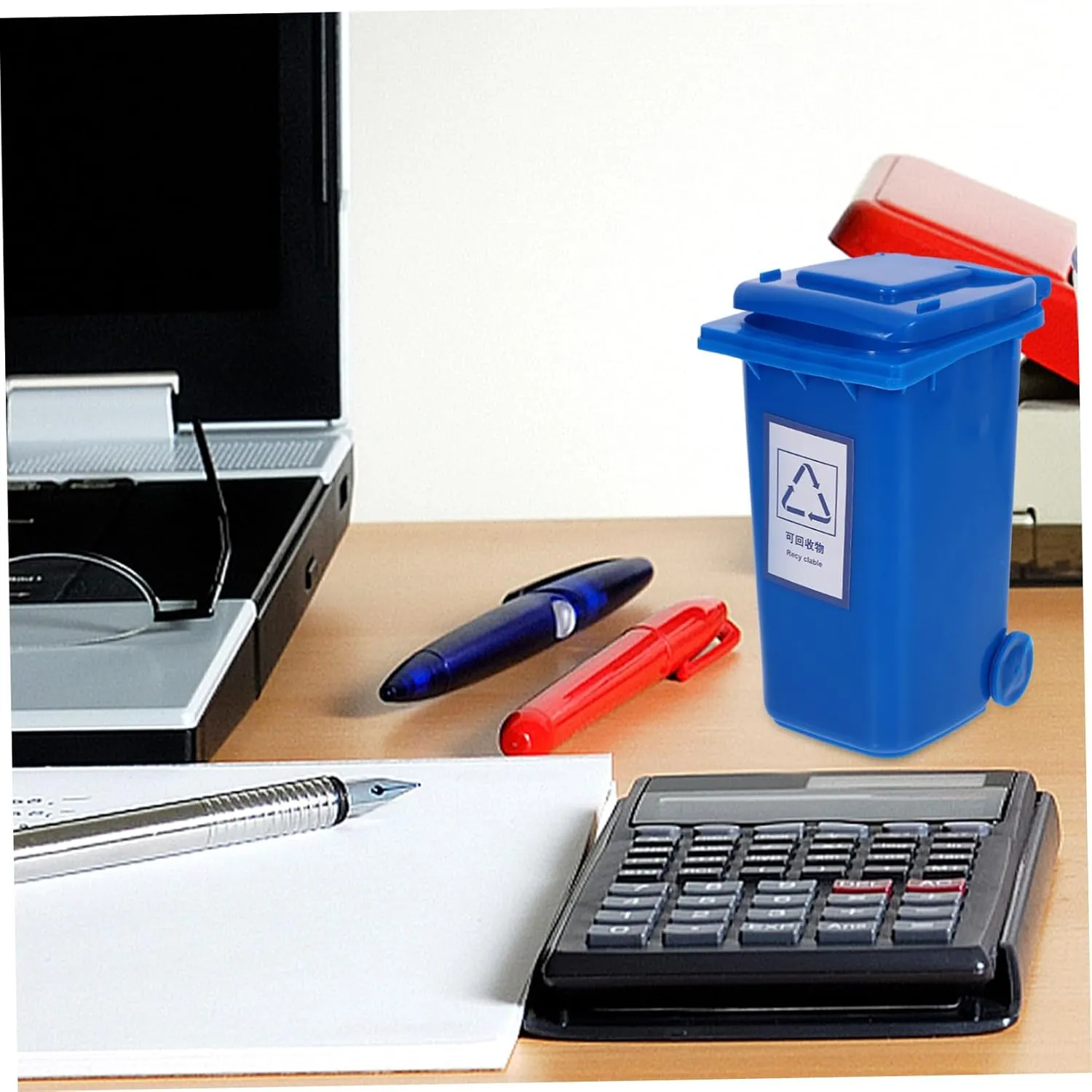 Zerodeko Mini Bote de Basura con Tapa Abatible para Escritorio Oficina Cocina Pp a Prueba de Fugas Almacenamiento Compacto