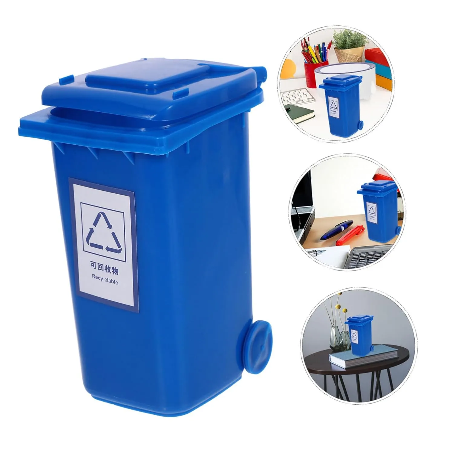 Zerodeko Mini Bote de Basura con Tapa Abatible para Escritorio Oficina Cocina Pp a Prueba de Fugas Almacenamiento Compacto